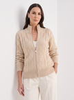 Cardigan Women Wool High Neck Zip Front Quiet Luxury