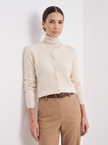 Cardigan Women Wool Cable Knit Cropped Button