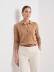 Cardigan Women Wool Polo Collar Button Old Money