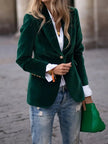 Velvet Blazer Slim Fit Single Button Peak Lapel Evening Jacket | Karin