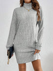 Wivi | Women's Ribbed Turtleneck Sweater Dress