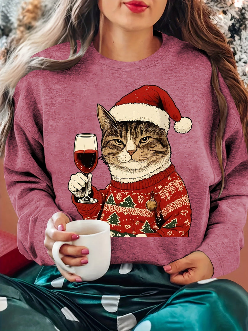 Ugly Christmas Sweater Tacky Novelty Graphic Crew Neck Knit Holiday Jumper | Roberta