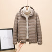 Quilted Jacket Women Hooded Zip Front Slim Cropped