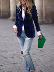 Velvet Blazer Slim Fit Single Button Peak Lapel Evening Jacket | Karin