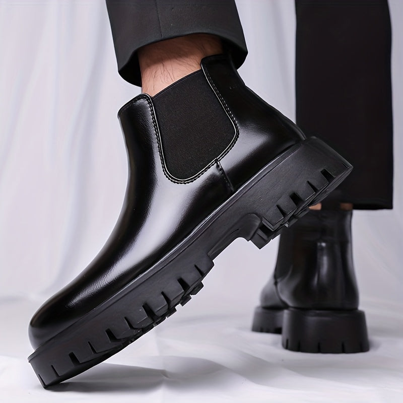 Chelsea Boots Black Slip On Elastic Panel Sturdy Sole Ankle Boots | Foster
