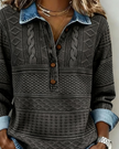 Dolores | Women's Elegant Button-Front Sweatshirt Pullover