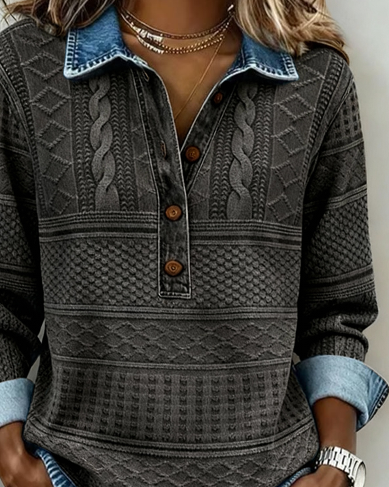 Dolores | Women's Elegant Button-Front Sweatshirt Pullover