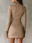 Red suede embroidered mini dress for women by FJØRNA, featuring detailed embroidery and a stylish short silhouette.