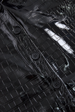 FJØRNA black crocodile-texture glossy sleeveless leather shirt, women's leather top with a sleek, shiny finish and textured pattern.