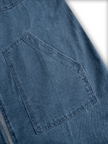 FJØRNA women's denim jumpsuit with long sleeves, hood, zipper, and retro pocket design, casual loose fit pants.