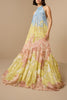 Elegant paisley print braided halter maxi dress for women by FJØRNA, featuring a flowy silhouette and stylish design.