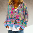 Evie | Women's Relaxed-Fit Knit Cardigan with Floral Abstract Print for Layering