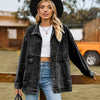 Denim Shirt Jacket Women Oversized Snap Front Patch Pockets