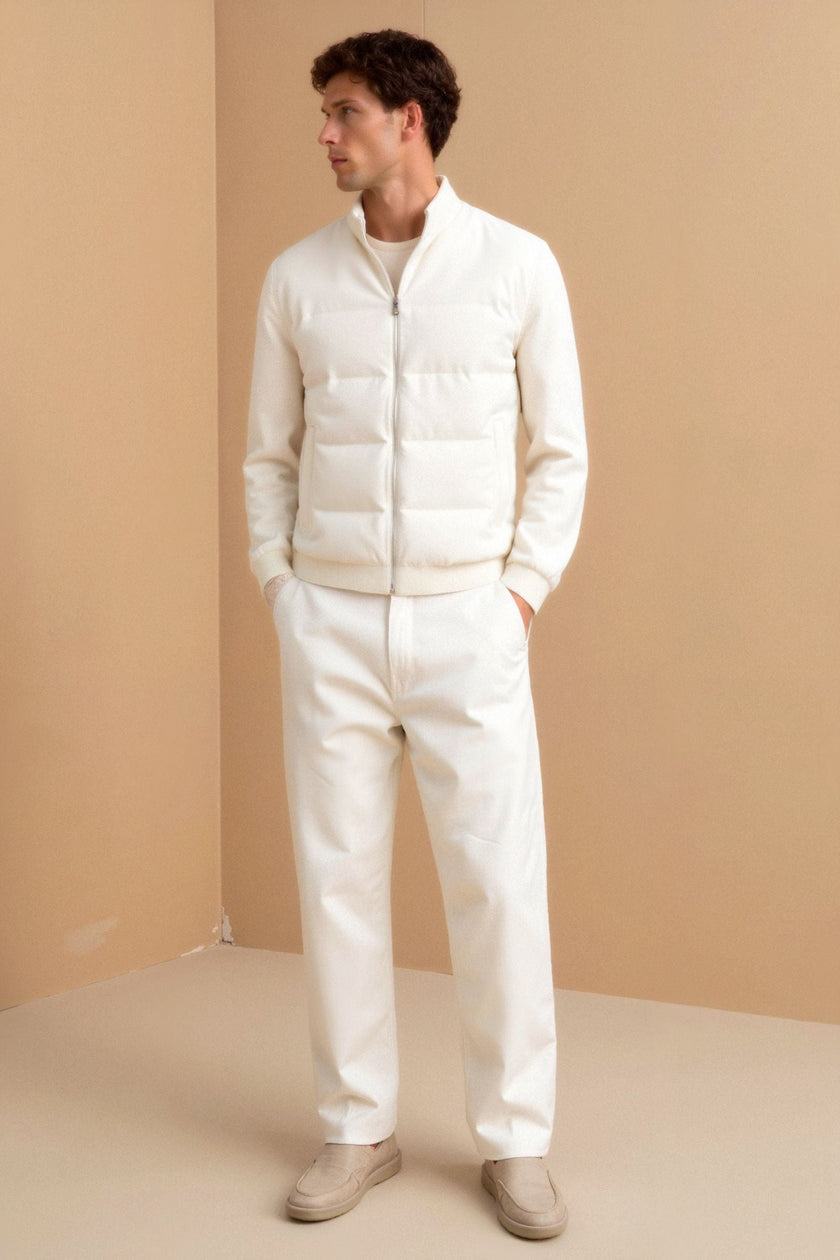 Padded Jacket Men Straight Collar Structured Regular Fit Cotton Blend