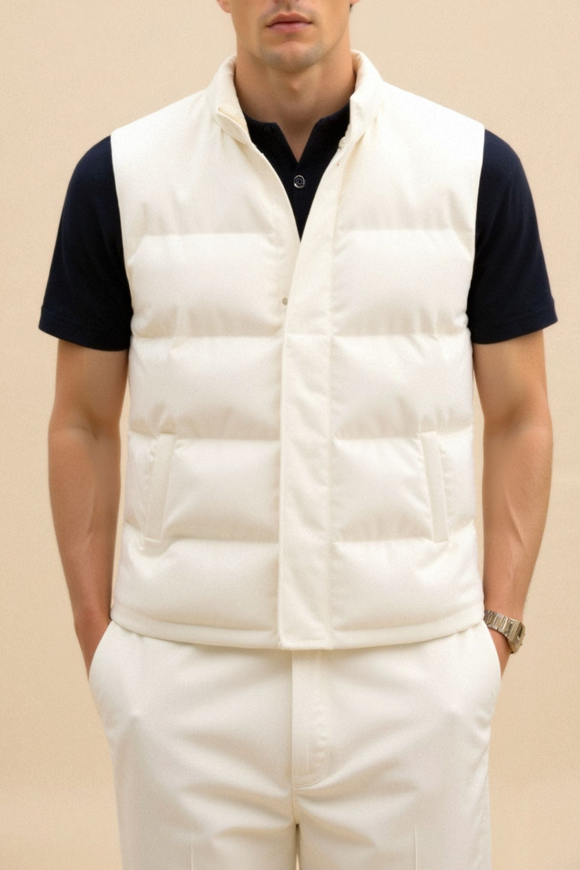 Gilet Vest Men Sleeveless High Stand Collar Zip Regular Fit