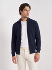 Wool Cardigan Men Fitted Full Zip Stand Collar