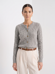 Cable Knit Sweater Women Wool Button Long Sleeve