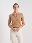 Cardigan Women Wool Polo Collar Button Old Money