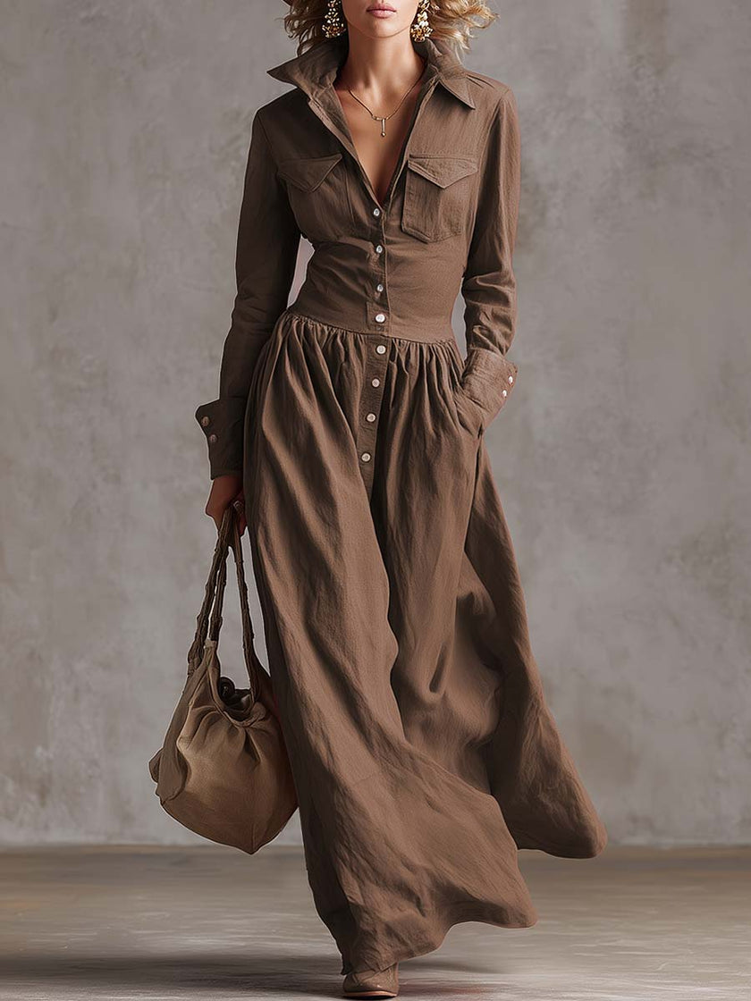 Red linen maxi dress by FJØRNA, casual style, flowing fabric, and sleeveless design shown on a model.