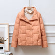 Quilted Jacket Women High Collar Button Front Cropped