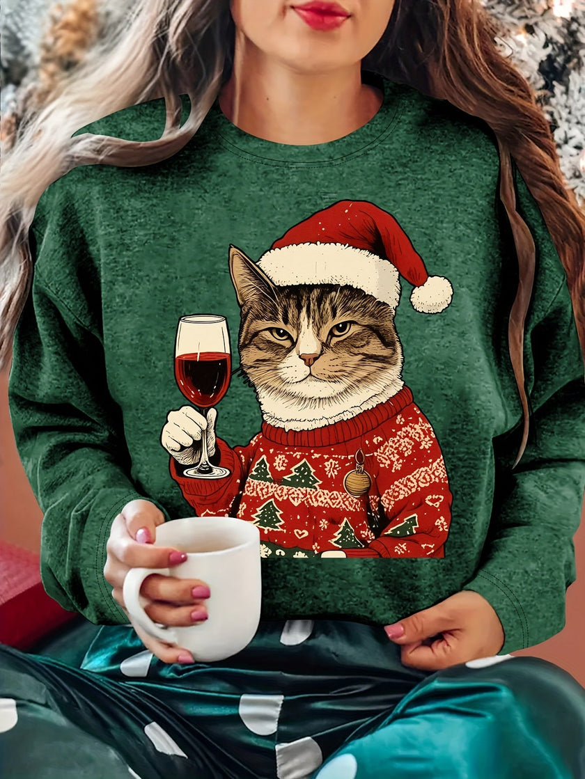 Ugly Christmas Sweater Tacky Novelty Graphic Crew Neck Knit Holiday Jumper | Roberta