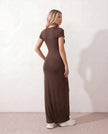 Fitted Maxi Dress Women Crew Neck Short Sleeve