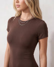 Fitted Maxi Dress Women Crew Neck Short Sleeve