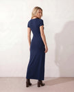Fitted Maxi Dress Women Crew Neck Short Sleeve