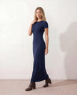 Fitted Maxi Dress Women Crew Neck Short Sleeve