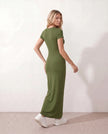 Fitted Maxi Dress Women Crew Neck Short Sleeve