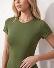 Fitted Maxi Dress Women Crew Neck Short Sleeve