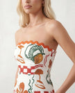 Floral Maxi Dress Women Strapless Square Neck Low Back A-Line