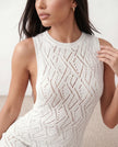 Openwork Knit Maxi Dress Women Fitted Sleeveless Wedding Guest
