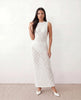 Openwork Knit Maxi Dress Women Fitted Sleeveless Wedding Guest