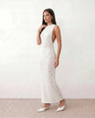 Openwork Knit Maxi Dress Women Fitted Sleeveless Wedding Guest