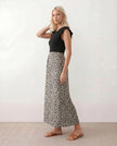 Animal Print Maxi Dress Women A-Line Cap Sleeve Round Neck
