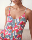 Slip Maxi Dress Women V-Neck Spaghetti Strap Open Back Abstract Print