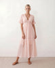 Polka Dot Maxi Dress Women Empire Waist Tiered V-Neck Wedding Guest
