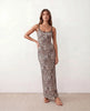 Leopard Print Maxi Dress Women Spaghetti Strap Low Back Slim