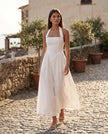Halter Maxi Dress Women, Basque Waist Open Back A-Line Formal Occasion