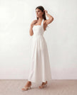 Halter Maxi Dress Women, Basque Waist Open Back A-Line Formal Occasion