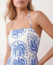 Geometric Maxi Dress Women Spaghetti Strap Low Back Tiered