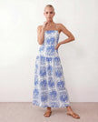 Geometric Maxi Dress Women Spaghetti Strap Low Back Tiered