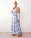 Geometric Maxi Dress Women Spaghetti Strap Low Back Tiered