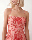 Geometric Maxi Dress Women Spaghetti Strap Low Back Tiered