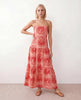 Geometric Maxi Dress Women Spaghetti Strap Low Back Tiered