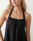 Maxi Dress Women Halter Neck Backless Draped A-Line Sleeveless Tie Back