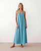Maxi Dress Women Halter Neck Backless Draped A-Line Sleeveless Tie Back