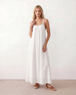 Maxi Dress Women Halter Neck Backless Draped A-Line Sleeveless Tie Back