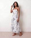 Floral Maxi Dress Women Wedding Guest Pleated Corset Square Neck